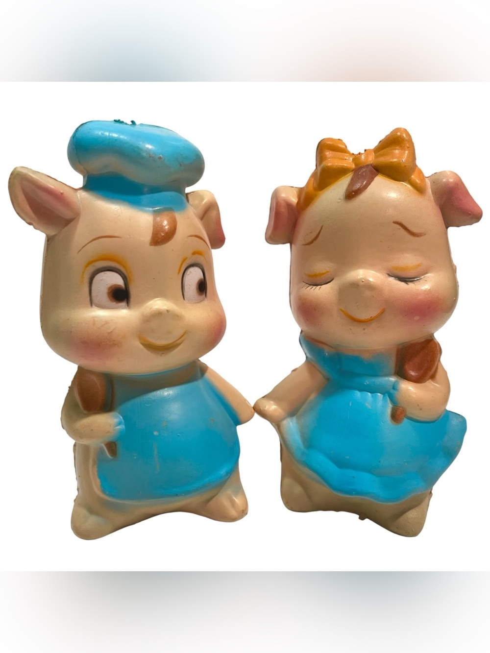 Vintage 1950s Anthropomorphic Plastic Pig Kitschy Salt & Pepper Shakers